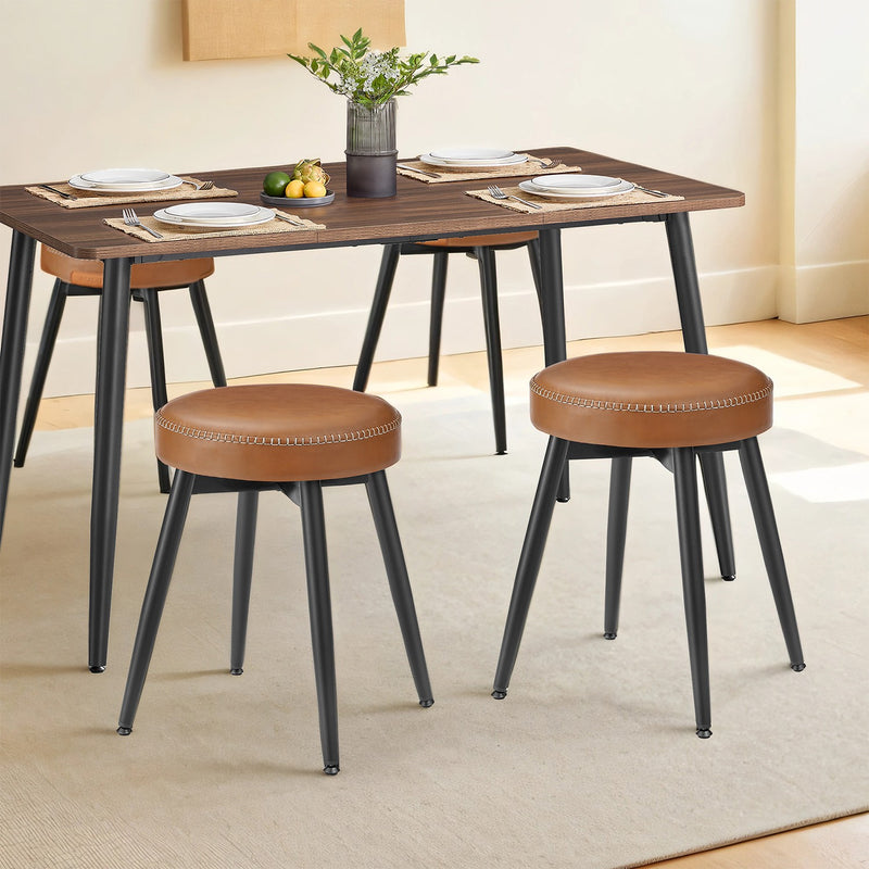 Set of 2 Upholstered Kitchen Bar Stools with Synthetic Leather Seats by Vasagle