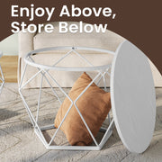 Small Round Coffee Table Set of 2 with Sturdy Steel Frame for Living Room by Vasagle