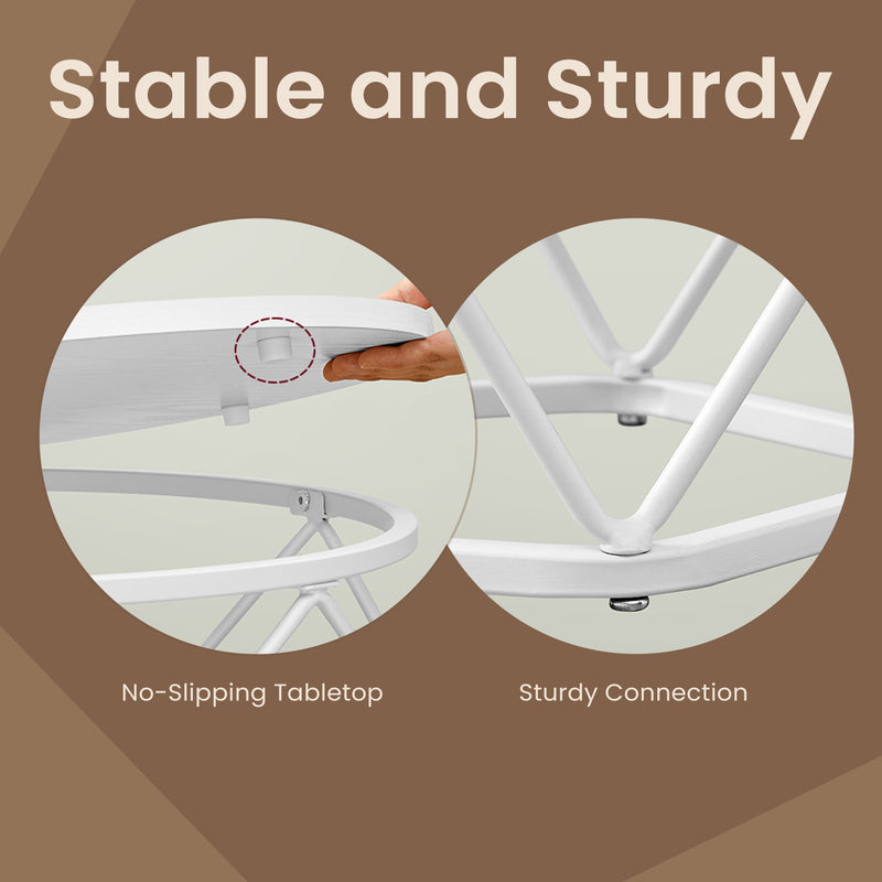 Small Round Coffee Table Set of 2 with Sturdy Steel Frame for Living Room by Vasagle