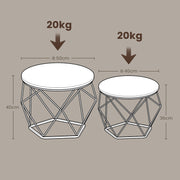 Small Round Coffee Table Set of 2 with Sturdy Steel Frame for Living Room by Vasagle