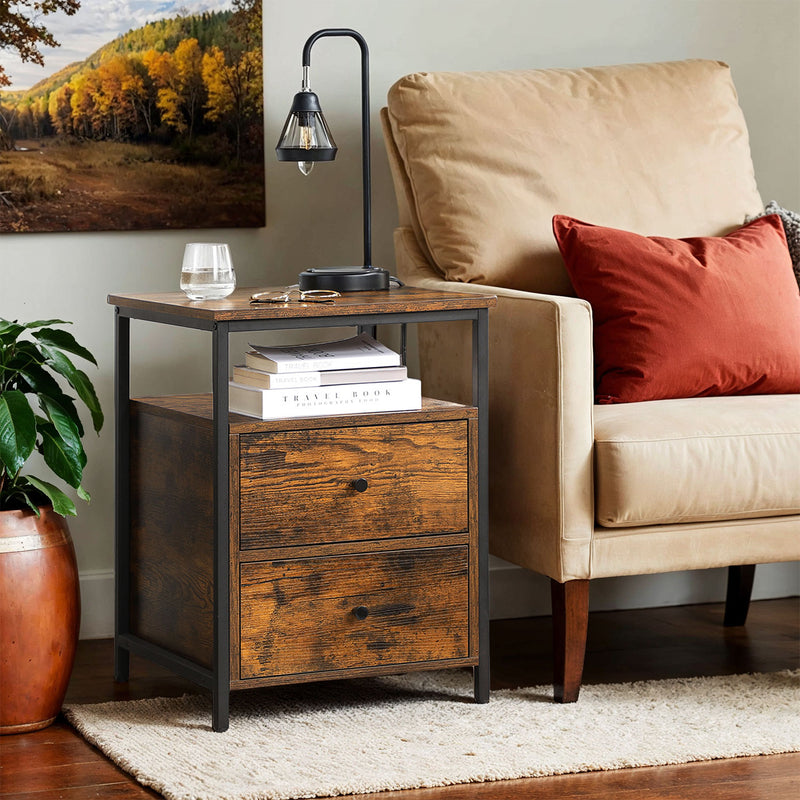 Wooden Bedside Table with Storage Shelf 45 x 45 x 60 cm for Bedroom or Living Room by Vasagle