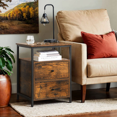 Wooden Bedside Table with Storage Shelf 45 x 45 x 60 cm for Bedroom or Living Room by Vasagle