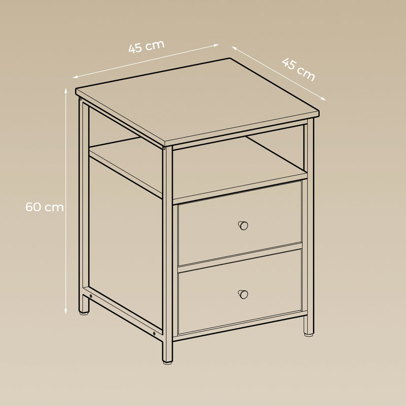 Wooden Bedside Table with Storage Shelf 45 x 45 x 60 cm for Bedroom or Living Room by Vasagle