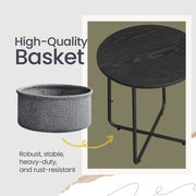 Round Side Table with Fabric Storage Basket for Living Room or Bedroom by Songmics