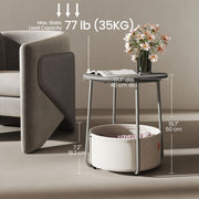 Round Side Table with Fabric Storage Basket for Living Room or Bedroom by Songmics