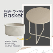 Round Side Table with Fabric Storage Basket for Living Room or Bedroom by Songmics