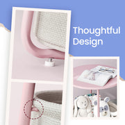 Round Side Table with Fabric Storage Basket for Living Room or Bedroom by Songmics