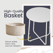 Round Side Table with Fabric Storage Basket for Living Room or Bedroom by Songmics