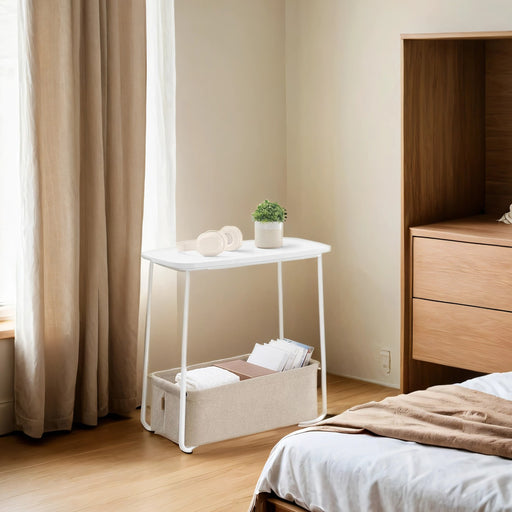 Small Bedside Table with Fabric Storage Basket for Bedroom or Living Room by Vasagle