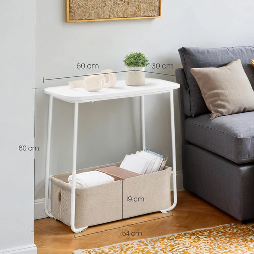 Small Bedside Table with Fabric Storage Basket for Bedroom or Living Room by Vasagle