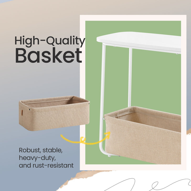 Small Bedside Table with Fabric Storage Basket for Bedroom or Living Room by Vasagle