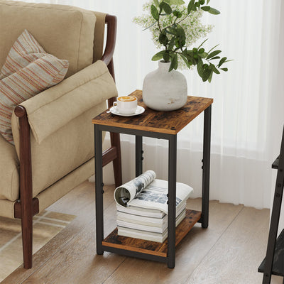 Set of 2 Two Tier Side Tables with Storage for Living Room or Bedroom by Vasagle