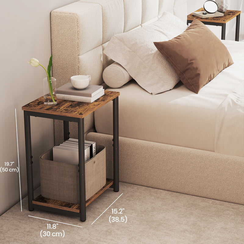 Set of 2 Two Tier Side Tables with Storage for Living Room or Bedroom by Vasagle