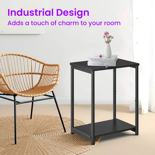 Set of 2 Two-Tier Side Tables for Living Room or Bedroom with Storage Shelves by Vasagle