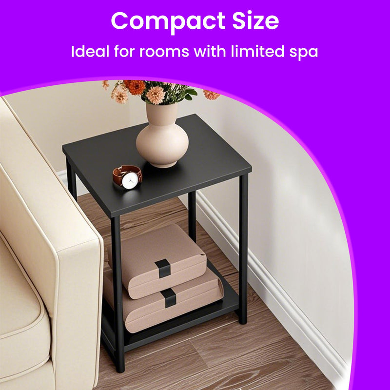 Set of 2 Two-Tier Side Tables for Living Room or Bedroom with Storage Shelves by Vasagle