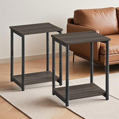 Set of 2 Two-Tier Side Tables with Storage for Living Room or Bedroom by Vasagle