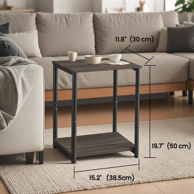 Set of 2 Two-Tier Side Tables with Storage for Living Room or Bedroom by Vasagle