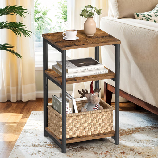 Tall Narrow Side Table with Storage Shelf for Small Spaces and Living Room by Vasagle