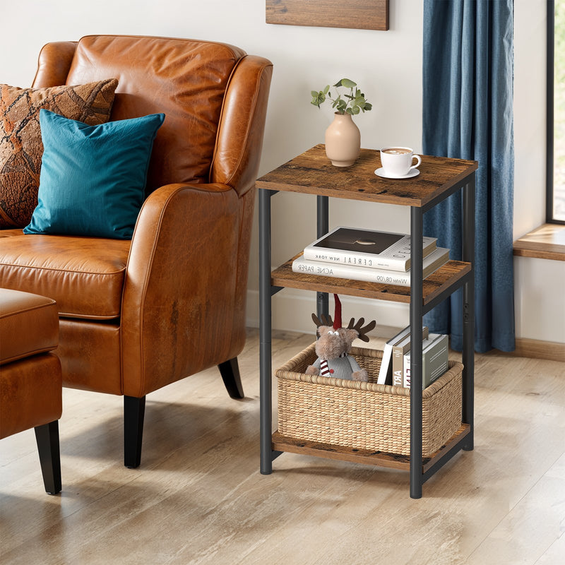 Tall Narrow Side Table with Storage Shelf for Small Spaces and Living Room by Vasagle