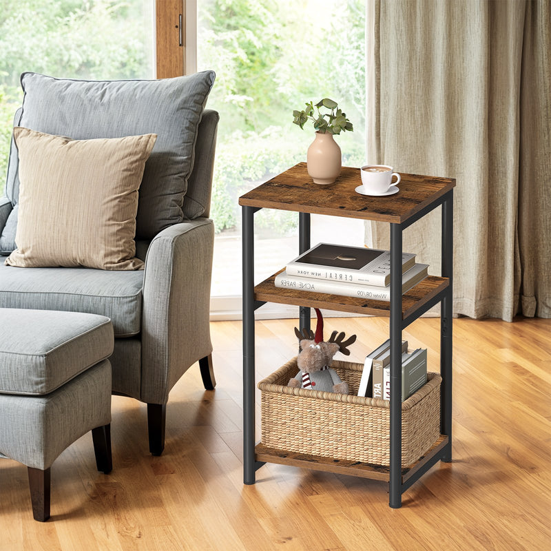 Tall Narrow Side Table with Storage Shelf for Small Spaces and Living Room by Vasagle