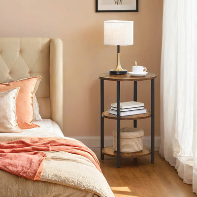 Round 3 Tier Sofa Side Table with Steel Frame for Living Room and Bedroom by Songmics
