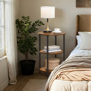 Round 3 Tier Sofa Side Table with Steel Frame for Living Room and Bedroom by Songmics