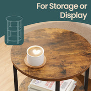 Round 3 Tier Sofa Side Table with Steel Frame for Living Room and Bedroom by Songmics