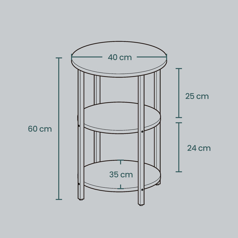 Round 3 Tier Sofa Side Table with Steel Frame for Living Room and Bedroom by Songmics