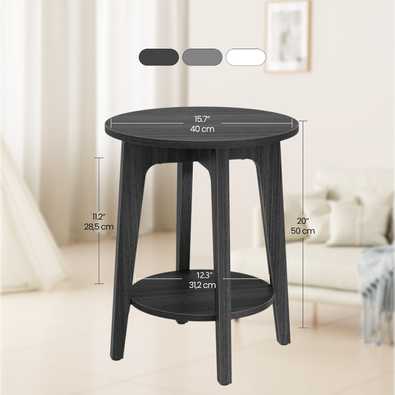 Modern End Table with Bottom Shelf for Living Room Bedroom Storage by Vasagle