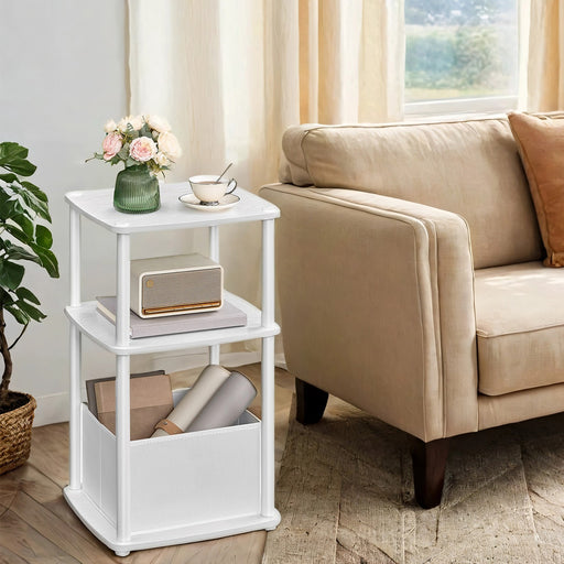 3 Tier Side Table with Fabric Storage Basket and Quick Assembly by Songmics Home
