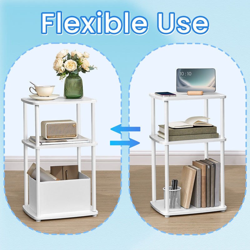 3 Tier Side Table with Fabric Storage Basket and Quick Assembly by Songmics Home