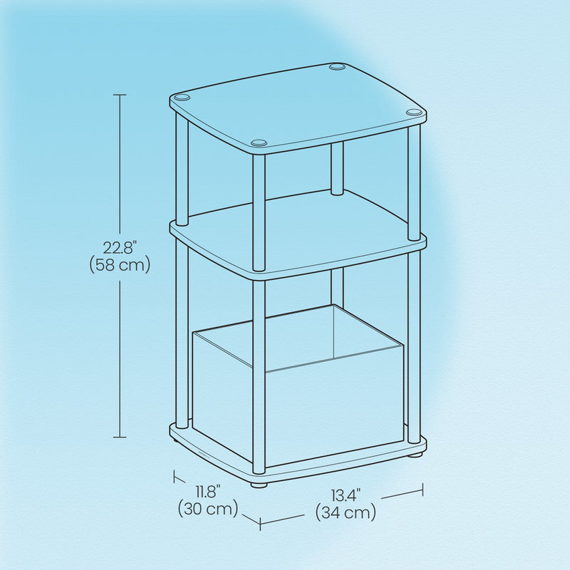3 Tier Side Table with Fabric Storage Basket and Quick Assembly by Songmics Home