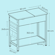 Slim Side Table with USB Ports and Storage Shelf Ideal for Bedroom or Living Room by Vasagle