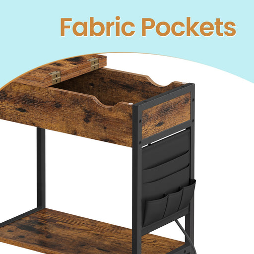 Slim Side Table with USB Ports and Storage Shelf Ideal for Bedroom or Living Room by Vasagle