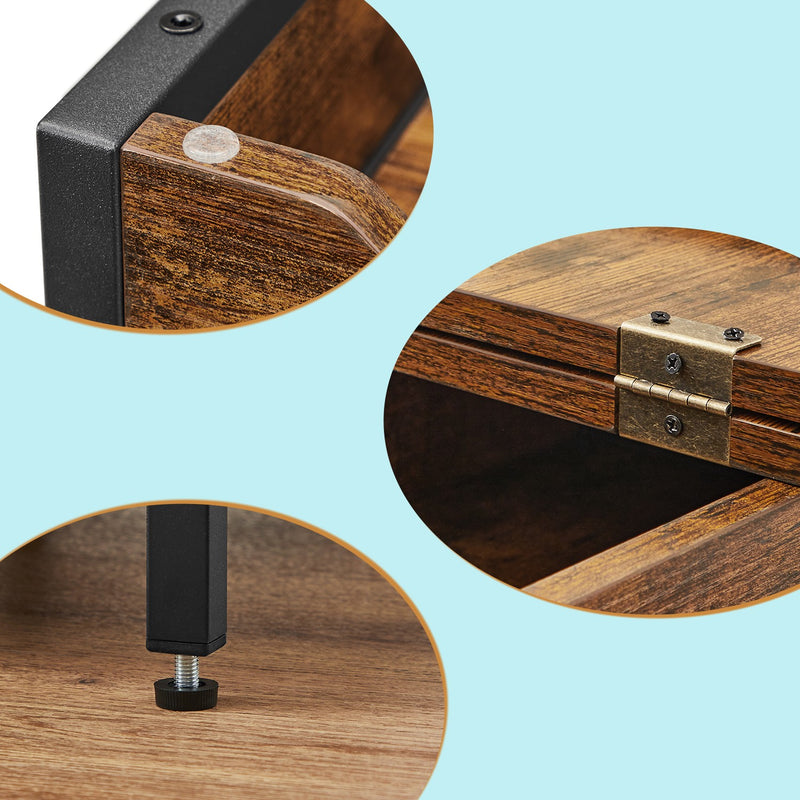 Slim Side Table with USB Ports and Storage Shelf Ideal for Bedroom or Living Room by Vasagle