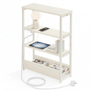 Close-up of the AC and USB charging ports on the side table