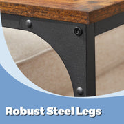 C Shaped End Table with Metal Frame Space Saving Side Table for Living Room by Vasagle