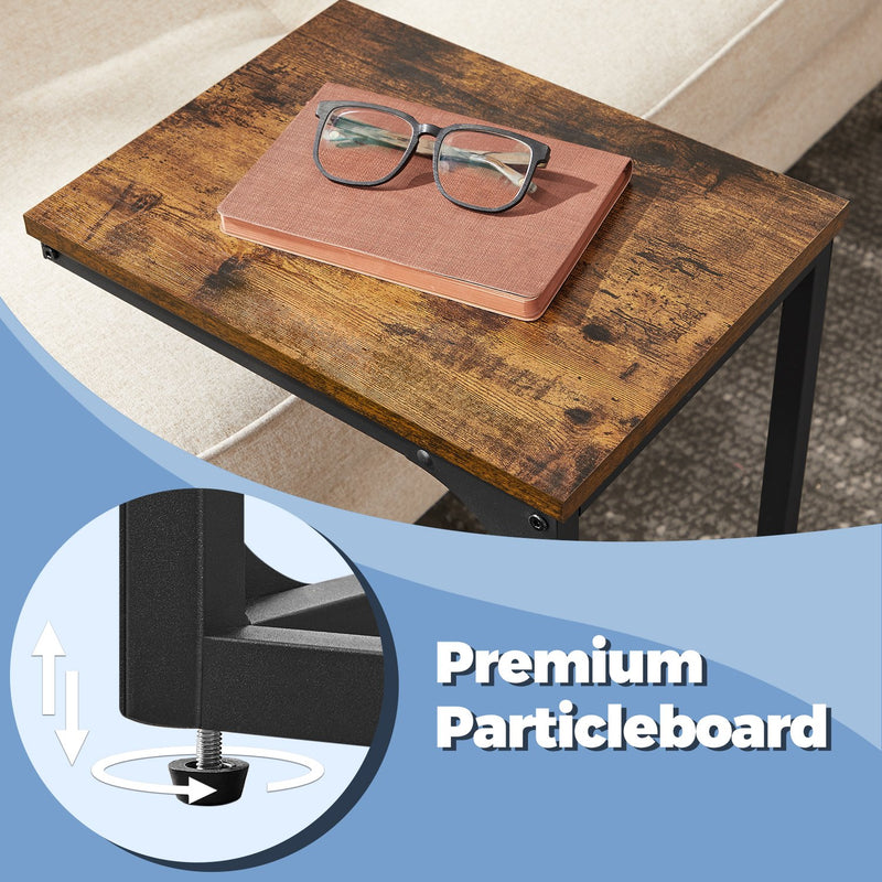 C Shaped End Table with Metal Frame Space Saving Side Table for Living Room by Vasagle