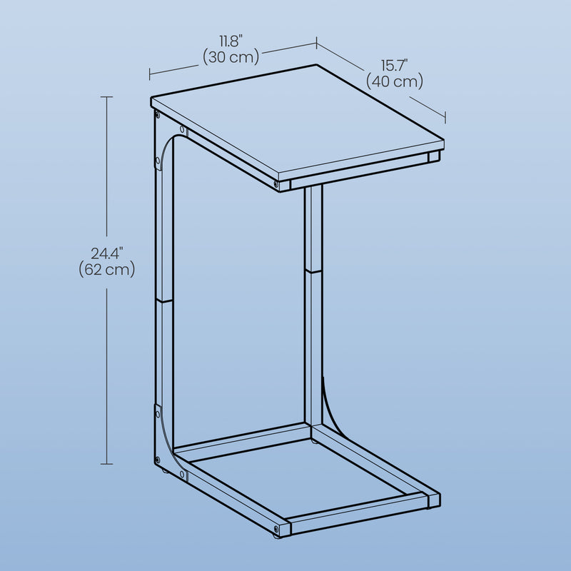C Shaped End Table with Metal Frame Space Saving Side Table for Living Room by Vasagle