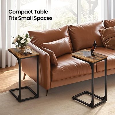 C Shaped Side Table with Metal Frame for Sofa or Armchair in Living Room by Vasagle