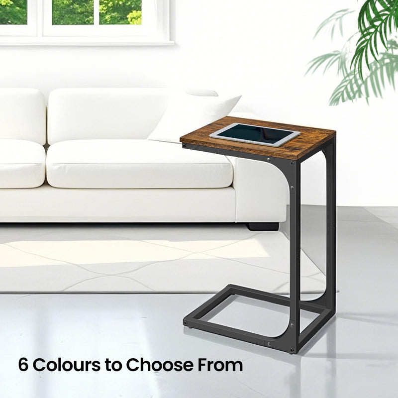 C Shaped Side Table with Metal Frame for Sofa or Armchair in Living Room by Vasagle
