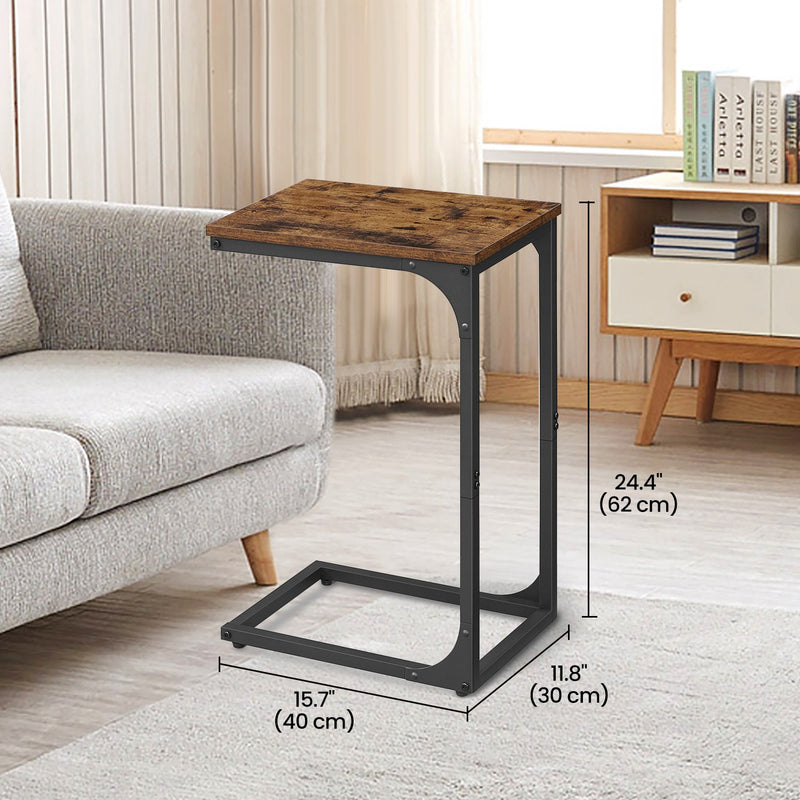 C Shaped Side Table with Metal Frame for Sofa or Armchair in Living Room by Vasagle