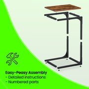 C Shaped Side Table with Metal Frame for Sofa or Armchair in Living Room by Vasagle