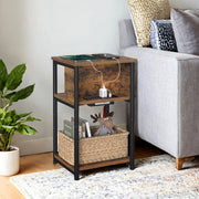 Slim Narrow Side Table with USB and AC Charging Station for Bedroom or Living Room by Vasagle