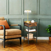 Modern Nightstand with Drawer and Two Storage Shelves Space Saving Design by Vasagle