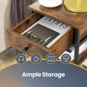 Modern Nightstand with Drawer and Two Storage Shelves Space Saving Design by Vasagle