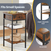 Modern Nightstand with Drawer and Two Storage Shelves Space Saving Design by Vasagle