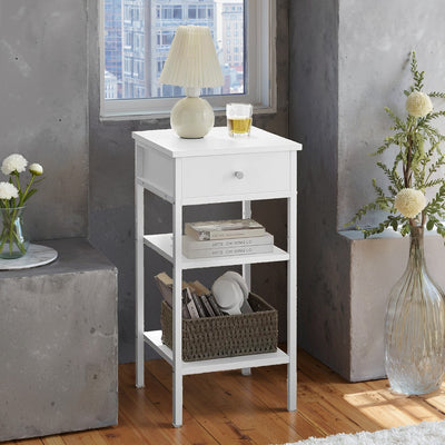 Compact Bedside Table with Drawer and 2 Storage Shelves for Small Spaces by Vasagle