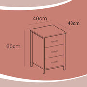 Rustic Industrial Nightstand with 3 Drawers for Bedroom or Living Room in Brown and Black by Vasagle