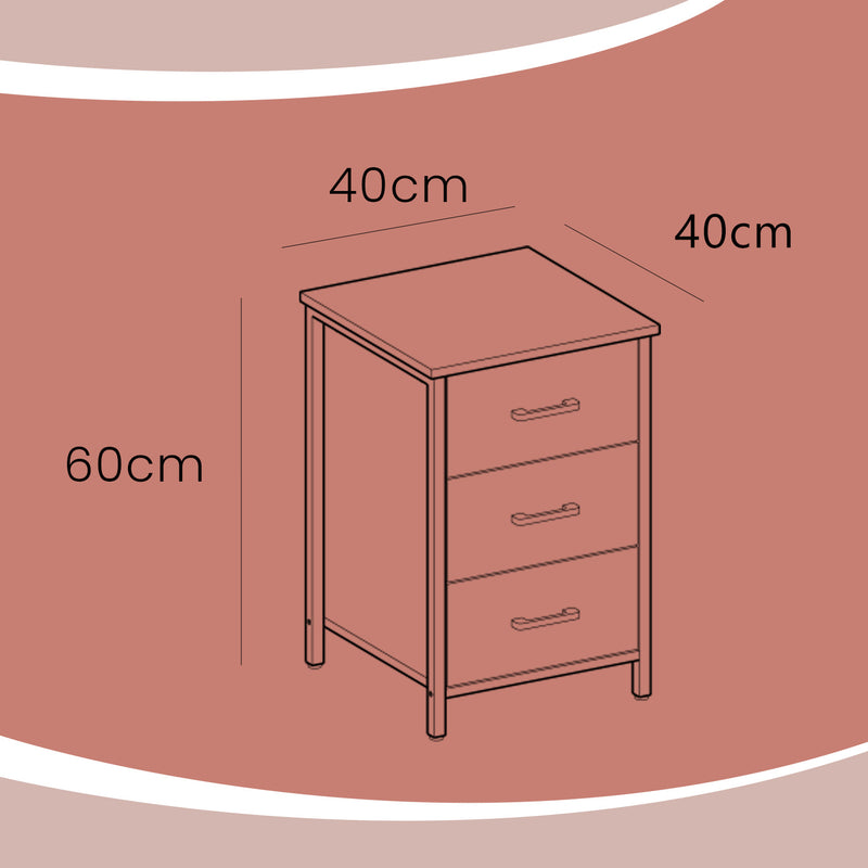 Rustic Industrial Nightstand with 3 Drawers for Bedroom or Living Room in Brown and Black by Vasagle